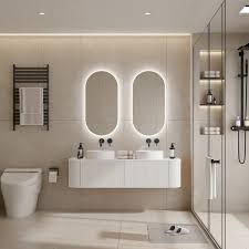 Bell 1500 Curved Vanity in Matt White with Double Basin