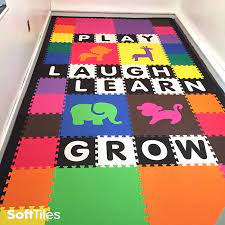 Jigsaw style foam floor play mat. Alphabet Foam Mats Custom Foam Mats Softtiles