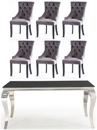 You'll receive email and feed alerts when new items arrive. Vida Living Louis 160cm Black Glass Dining Table And 6 Grey Knockerback Chairs Cfs Furniture Uk