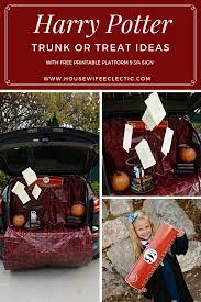 Harry Potter Trunk Or Treat With Free Printable Platform 9 3 4 Sign Housewife Eclectic Trunk Or Treat Truck Or Treat Harry Potter Birthday Party