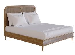 83 king bed inset woven cane panels black wash solid mango wood modern. Bed For Hotel Sanders By Lind Almond In Cognac And Rattan Euro King For Sale At 1stdibs