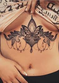 Women S Unique Butterfly Sternum Tattoo Ideas Cool Chandelier Lace Chest Tat Ideas De Mariposas Chest Tattoos For Women Sternum Tattoo Chest Piece Tattoos