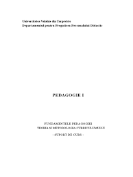 Departamentul pentru pedagogia invatamantului prescolar si primar. Pedagogie I Dppd Anul I