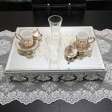 Aynali Sunum Tepsisi Gumus Renk Jardinyer 30x40cm 284 Renkler Gumus Ev Icin