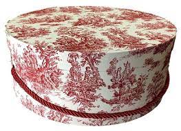 Large Hat Box In Palm Tree Fabric Ready To Ship Round Box Etsy Palm Tree Fabric Fabric Covered Boxes Red Toile Fabric
