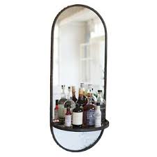 Bathroom mirrors, vanity mirrors, folding furniture. Tall Oval 45 5 Inch Rustic Metal Framed Wall Mirror Folding Shelf Ebay
