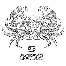 Download this set of coloring pages. Line Art Design Of Cancer Zodiac Sign Stock Vector Colourbox