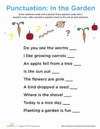 Punctuation In The Garden Punctuation Worksheets Teaching Letters 1st Grade Worksheets