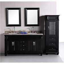 Bathroom vanity and linen closet. Design Element Hudson 60 Inch Double Sink Bathroom Vanity Set With Linen Tower Accessory Cabinet Overstock 6633449