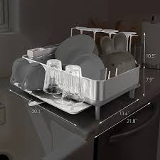 The body has a special coating that prevents fingerprint smudges. Simplehuman Kitchen Dish Drying Rack With Swivel Spout Fingerprint Proof Stainless Steel Frame Grey Plastic Grey Kt1181 Best Buy