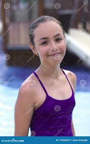 Beautiful Young Girl in a Purple Swimsuit on the Background of a Stock  Image - Image of antalya, model: 119426223