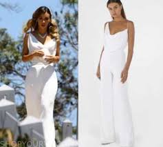 Married At First Sight Au Season 8 Alana S White Cowl Neck Jumpsuit Shop Your Tv