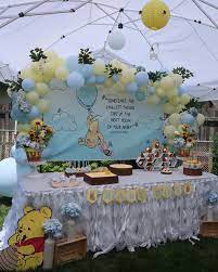 Winnie The Pooh Backdrop Disney Baby Shower Homemade Baby Shower Favors Baby Bear Baby Shower