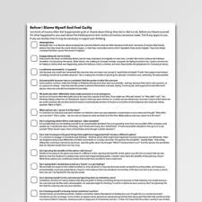 The cognitive behavioral model worksheet. Before I Blame Myself And Feel Guilty Psychology Tools