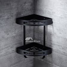 Delysia king bathroom shelves with towel bar and 5 hooks,metal wall mounted storage shelves organizer for bathroom, kitchen, set of 2 (black) 4.3 out of 5 stars 45 $37.90 $ 37. Designer Black Bathroom Shelves Corner Wall Mount