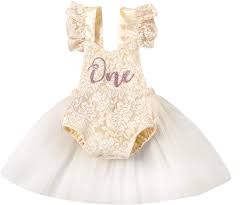 Buy Baby Girl 1st Birthday Outfit Lace Tulle Romper Princess Tutu Dress First Birthday Photography Clothes Online In Indonesia B08thcyg9c