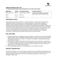 RESOLUTION NO. R2011-04 To Acquire Real Property Interests Required for the  North Link Project PROPOSED ACTION Authorizes the c