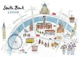 My Aunt Lives In London South Of The Thames Alice Tait Shop London Map Print London Map South Bank