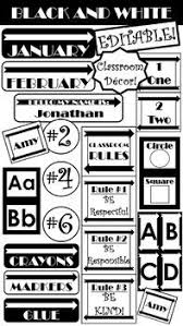 Black And White Bulletin Board Letters Classroom Decor Black And White Theme Editable Word Wall Letters Classroom Decor Black White Theme