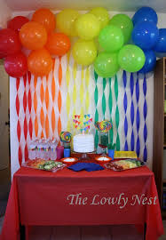 Logan S First Birthday Party Birthday First Logan Party Balloondecorationdiy Rainbow First Birthday Rainbow Birthday Party Trolls Birthday Party