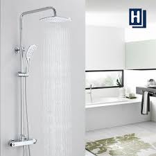 10 Zoll Thermostat Badezimmer Duschsaule Verchromtes Duschset Messing Regendusche Dusche Duschsysteme Duschset