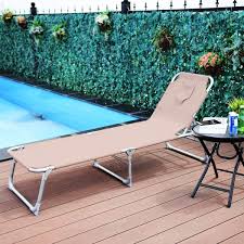 Goplus Folding Chaise Lounge Chair Reclining Adjustable Outdoor Patio Beach Camping Recliner W Hole For Face Pool Yard Pool Chaise Lounge Chaise Lounge Chair Pool Chaise