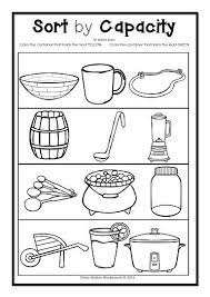capacity non standard measurement for kindergarten grade one capacity worksheets measurement worksheets capacity maths