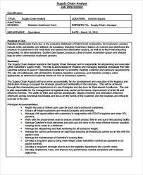 In this role, you will analyze our invoices and purchase orders, research vendors, and redesign our entire supply chain if necessary. Free 7 Supply Chain Management Job Description Samples In Ms Word Pdf