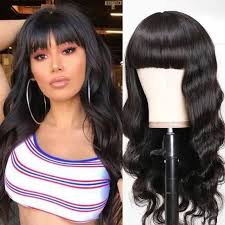 Cheap human hair full lace wigs for black women, all kinds hair styles are available to all full lace wigs lace front wigs clearance human hair wigs lace closure human hair bundles lace frontal custom full lace 1.what is 360 full lace wigs human hair. Body Wave Black Remy Human Hair Lace Front Wig With Bangs Front Lace Wigs Human Hair Natural Hair Styles For Black Women Wig Hairstyles