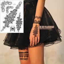 Vergleiche.de der schnelle preisvergleich für die top marken & alle online shops Indian Black Henna Tattoo Mehndi Temporary Arabic Tattoo Lace Designs Choker Butterfly Fake Waterproof Tattoo Wish