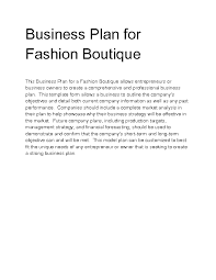 Boutique Business Plan Business Proposal Template Business Plan Template Business Proposal