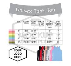 Kavio Unisex Tank Size Chart Toddler Infant Youth Tank Top Size Chart Ijp0661 Tjp0661 Gjp0661 Add Your Own Branding Digital File