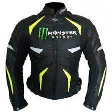 Alpinestars Monster Energy Black Green Monster Biker Leather Motorbike Motogp Leather Jacket Bilar