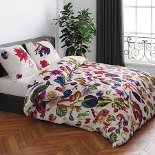 Housse de couette coton tropical. Parure Jardin Floral Housse De Couette 2 Taies Cxlmaison Fr