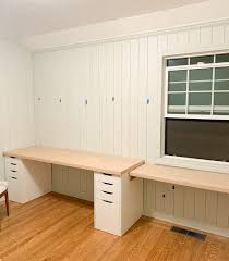 In the finished product, both alex drawer units were adjacent to the galant filing cabinet. Diy Desk Built In With Ikea Alex Desk Drawer Hack Hydrangea Treehouse