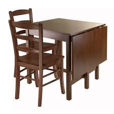 Drop leaf kitchen table and chairs. 3pc Lynden Set Drop Leaf Dining Table With Ladder Back Chairs Wood Walnut Winsome Target