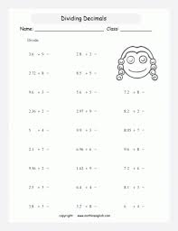 Dividing Decimals By Whole Numbers Worksheet Dividing Decimals Number Worksheets Decimals Worksheets