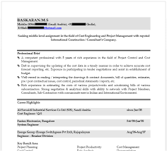 cost control engineer sample resume