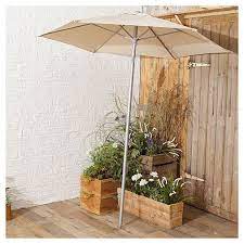 tesco direct tesco tilting garden parasol in mesh bag cream 1 8m garden parasols gardening direct garden boxes