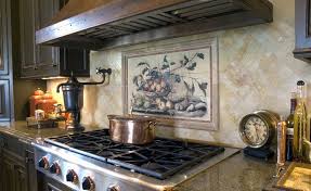 Italian kitchen backsplash design idea mediterranean Custom Mural Tiles By Stone Impressions Tile Lines