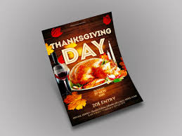 Brown & green leaves thanksgiving card. Thanksgiving Day Free Psd Flyer Template Free Psd Ui Download