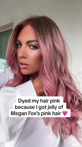 I dyed my hair pink because of megan foxs pink hair 💕 I just love  everything she does to her hair. She used manic panic cotton candy pink. I  used scruples urban shock pink intense hair color mixed ...