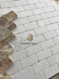 5x10 Cm Beyaz Fileli Eskitme Tas Kaplama Eskitmetraverten Travertine Splitface Mosaic Mozaik Duvar Bahce Tasarim Fikirleri Taslar