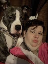 Me and my pitt bully. She thinks she runs me.. kinda does.lol