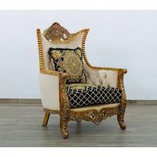European Furniture Maggiolini Iii Chair Black Gold Fabric In 2020 Furniture Living Room Sets Fabric Accent Chair