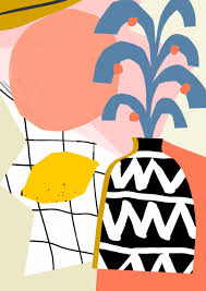 Lemon Plant Vase Pop Art Abstract Art Wallpaper