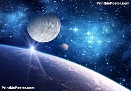 Background With A Planet Moon And Star Poster Id F52034246 Alien Planet Space Images Other Galaxies