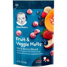 Gerber Fruit And Veggie Melts Very Berry Blend 1 Ounce Pack Of 7 1 Ounce Pack Of 7 Vegetable Snacks Baby Food Recipes Freeze Dried Fruit