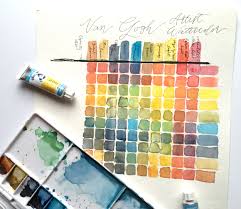 color mixing chart made with van gogh artist watercolors