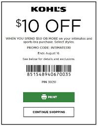 Kohls Coupon 10 Off 50 Intimates In Store And Online Kohls Coupons Kohls Printable Coupons Kohls Promo Codes